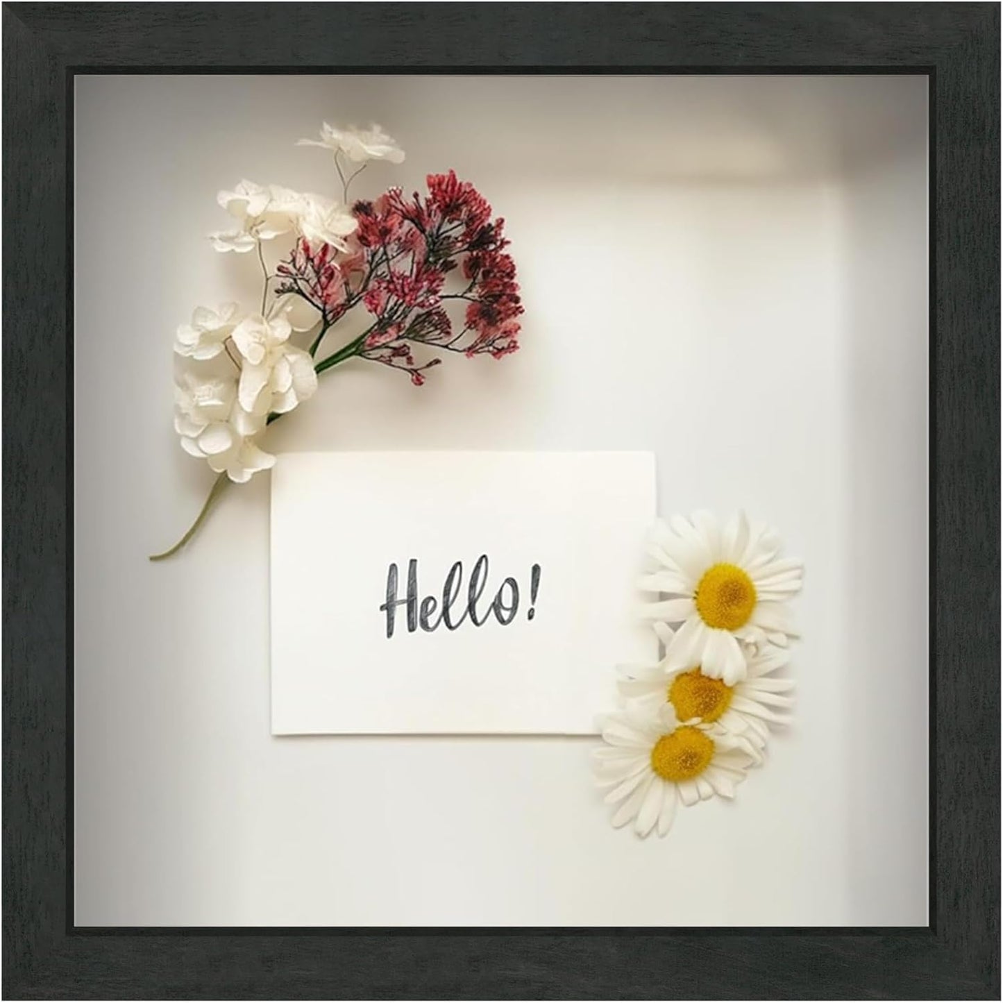 FrameWorks 11” x 14” Dark Oak Wooden Shadow Box Frame – Display Case with Soft Felt Back, Memory Box with Tempered Glass, Display Box with Elegant White Ball Push Pins, Wooden Flower Box