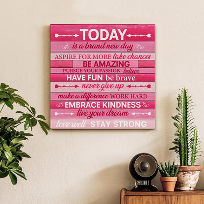 Inspirational Farmhouse Canvas Print Wall Art Decor One Small Positive Thought in the Morning Can Change Your Whole Day Sign Painting Plaque Rustic Home Decoration (8 X 8 Inches, Framed)