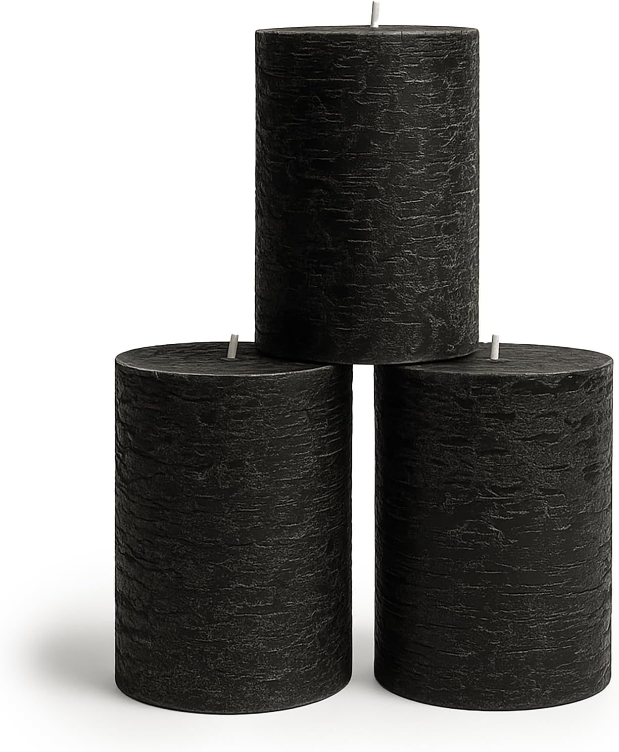 CANDWAX 3x4 inch Pillar Candles Set of 3 – Unscented Dripless Rustic Dark Blue Candles for Room Decor, Weddings, Centerpieces