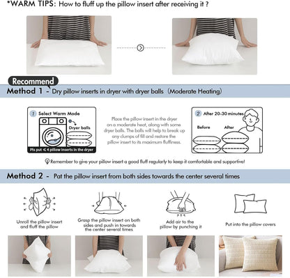 MIULEE 12x20 Pillow Inserts Set of 2, Rectangle Decorative Throw Pillow Premium Fluffy Lumbar Pillow Forms Stuffer for Living Room Sofa Couch Bed