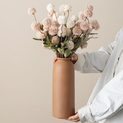 10.4 inches Tall Decorative Ceramic Vase Set, 3 Pieces, Nordic Modern Boho Style, White, Modern Farmhouse for Home Decor (Coffee Mix)