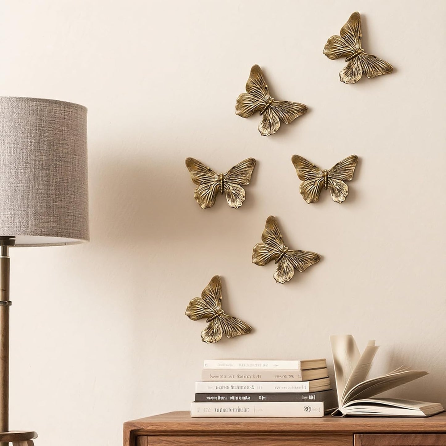 GUSFREUD 3D Butterfly Wall Decor Set – Resin Wall Decorations for Living Room, Bedroom, Garden, Yard, Outdoor and Gallery Walls - Antique Copper - Set of 3