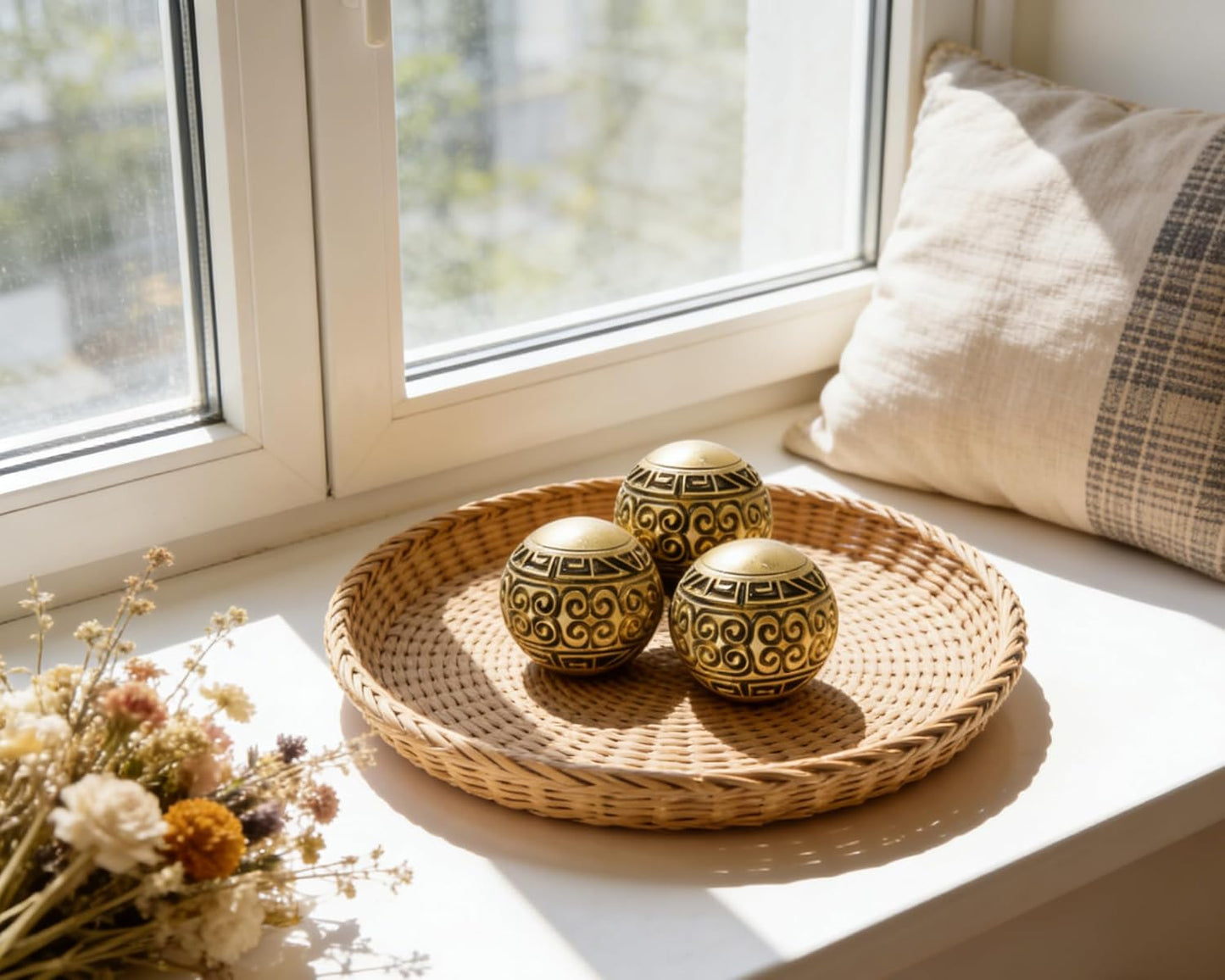 3 Pack Gold Decorative Ball for Centerpiece Bowls, 3 inch Orbs Spheres for Home Living Room Coffee Table Centerpieces Shelf Decoration
