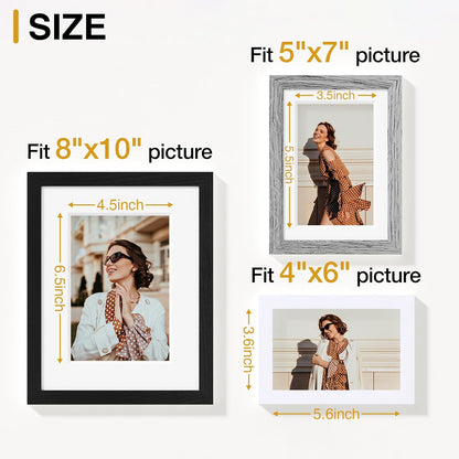 Vittanly 20 Pack Picture Frames Collage Wall Decor, Multi Sizes Including 4pcs 8x10, 8pcs 5x7 and 8pcs 4x6 Photo Frames, Gallery Frame Set for Wall or Tabletop Display, Black, Brown and Dark Grey