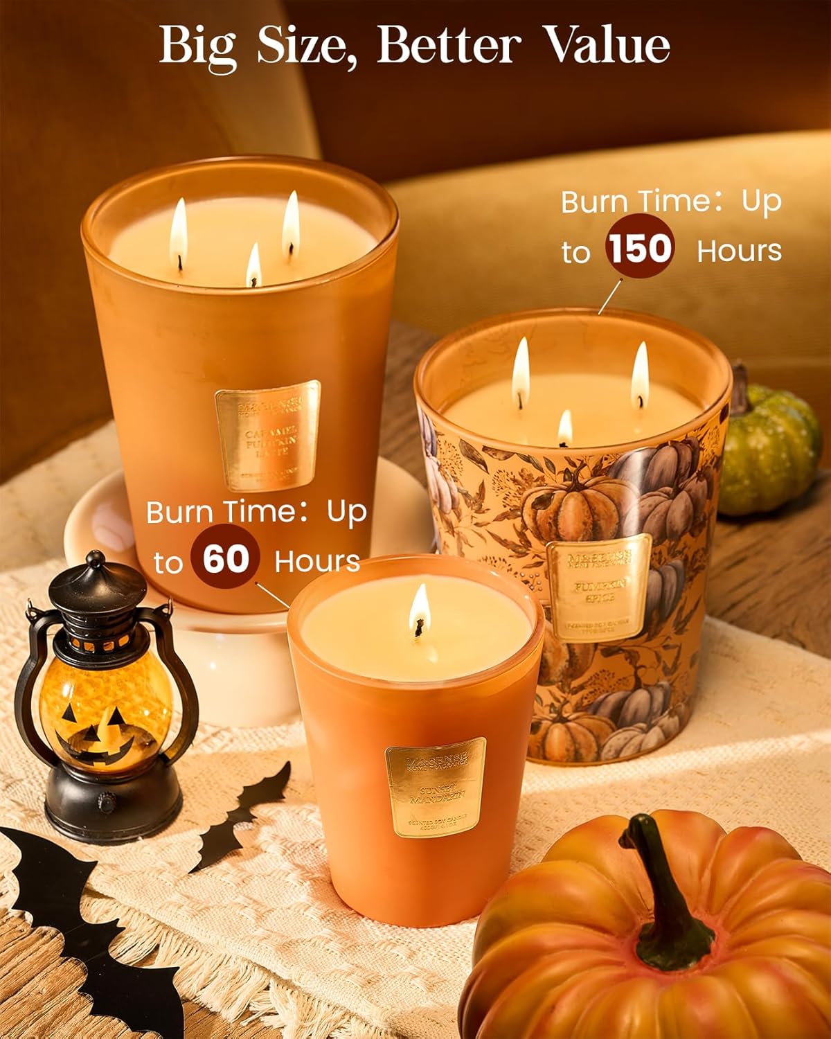 M&SENSE Jasmine Candles Highly Scented 3 Wick 35oz 150 Hours Burn Extra Large Jar Candles for Women, Natural Soy Wax Aromatherapy Candle for Stress Relief, Meditation, Yoga, Spa - Colors A