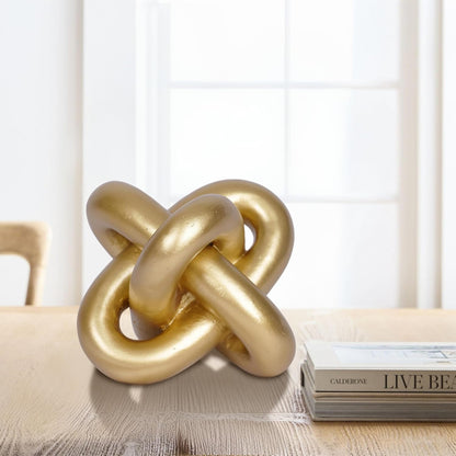 Modern Geometric Round Sculpture Gold Knot Statue Decor Tabletop Sculpture and Figurines Round Decorative Ornaments Knick Knacks Home Decor for Shelves Coffee Table Bookshelf Decoration Gifts