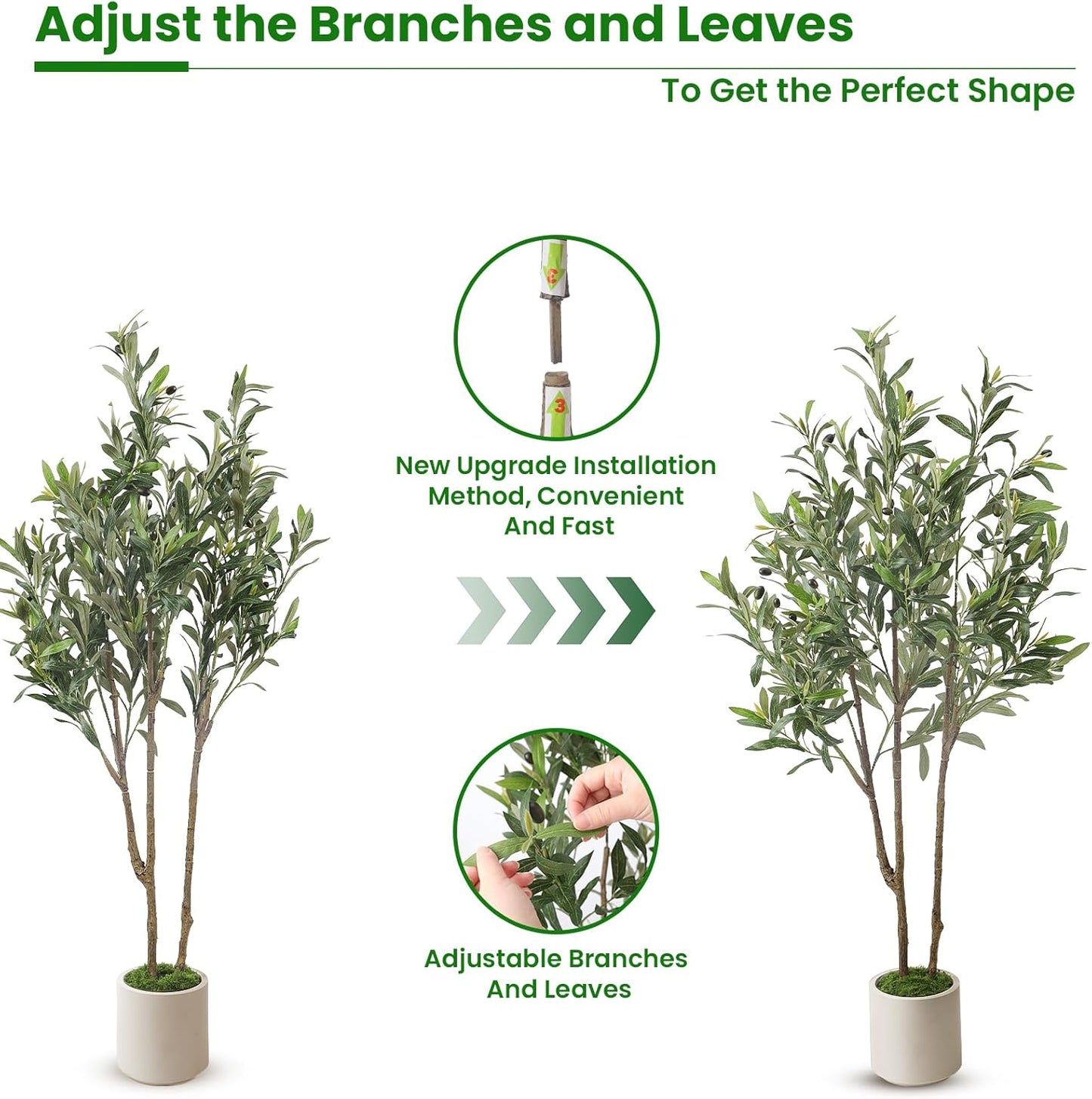 Alupssuc 5ft Olive Trees Artificial Indoor & Outdoor, Faux Olive Tree with Lively Artificial Trunk and Lifelike Fruits, Fake Potted Tree for Modern Home Office Living Room Decor