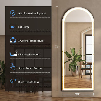 Mirror Full Length, Upgraded Body Wall Mirrors with Shatter-Proof Glass, Floor Standing, Hanging or Leaning, Tall Mirror with Stand Aluminum Alloy Frame for Bedroom