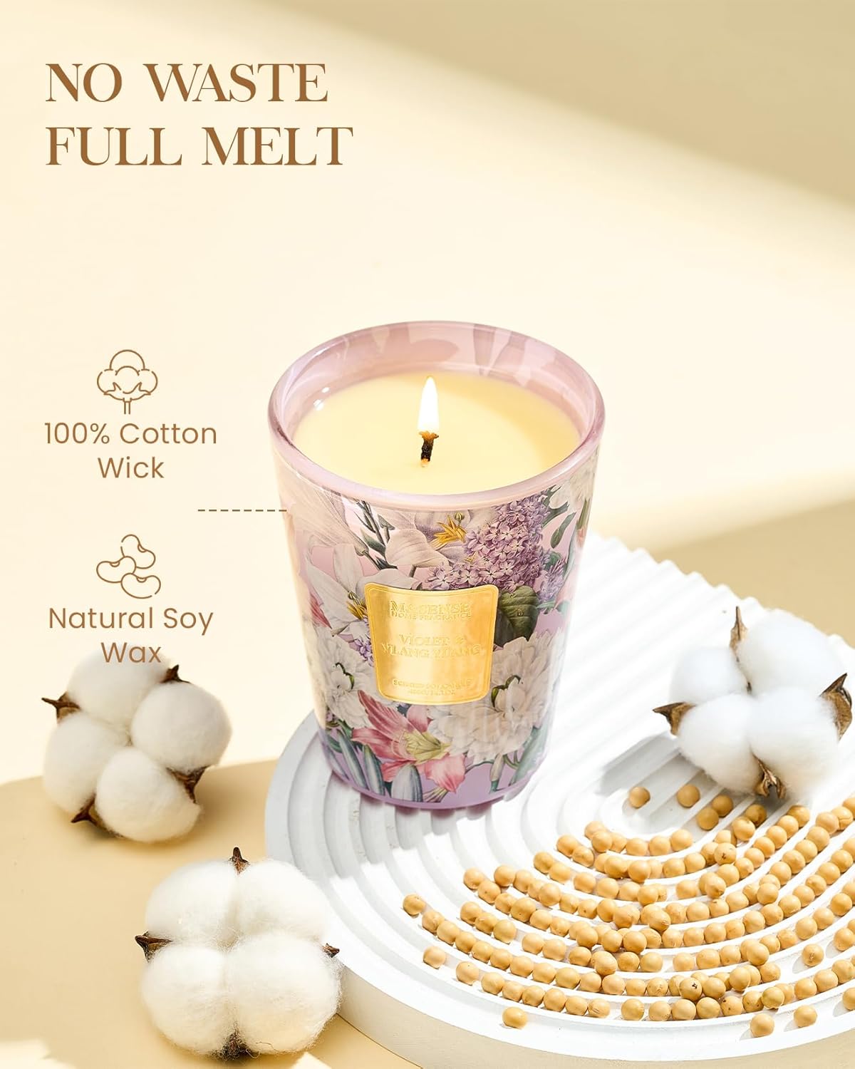 M&SENSE Jasmine Candles Highly Scented 3 Wick 35oz 150 Hours Burn Extra Large Jar Candles for Women, Natural Soy Wax Aromatherapy Candle for Stress Relief, Meditation, Yoga, Spa - Colors A