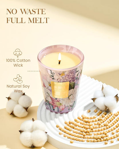 M&SENSE Jasmine Candles Highly Scented 3 Wick 35oz 150 Hours Burn Extra Large Jar Candles for Women, Natural Soy Wax Aromatherapy Candle for Stress Relief, Meditation, Yoga, Spa - Colors A