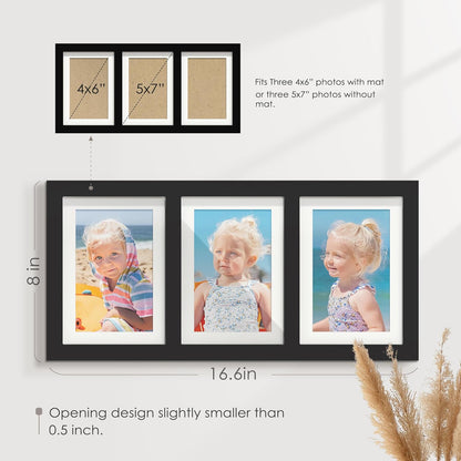 DUENPY 14x26 Collage Picture Frame 4x6 Collage Picture Frame Displays Twelve 4x6 inch Photos Available Horizontal Wall Mounting Display and Vertical Black - Colors B