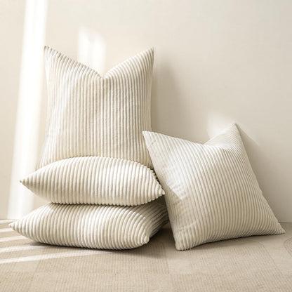 MIULEE Boho Farmhouse Sage Green Throw Pillow Covers 18x18 Inch Set of 4 Mordern Nordic Cushion Covers Soft Corduroy Spring Home Decor for Couch Bed Sofa Living Room Forest Green