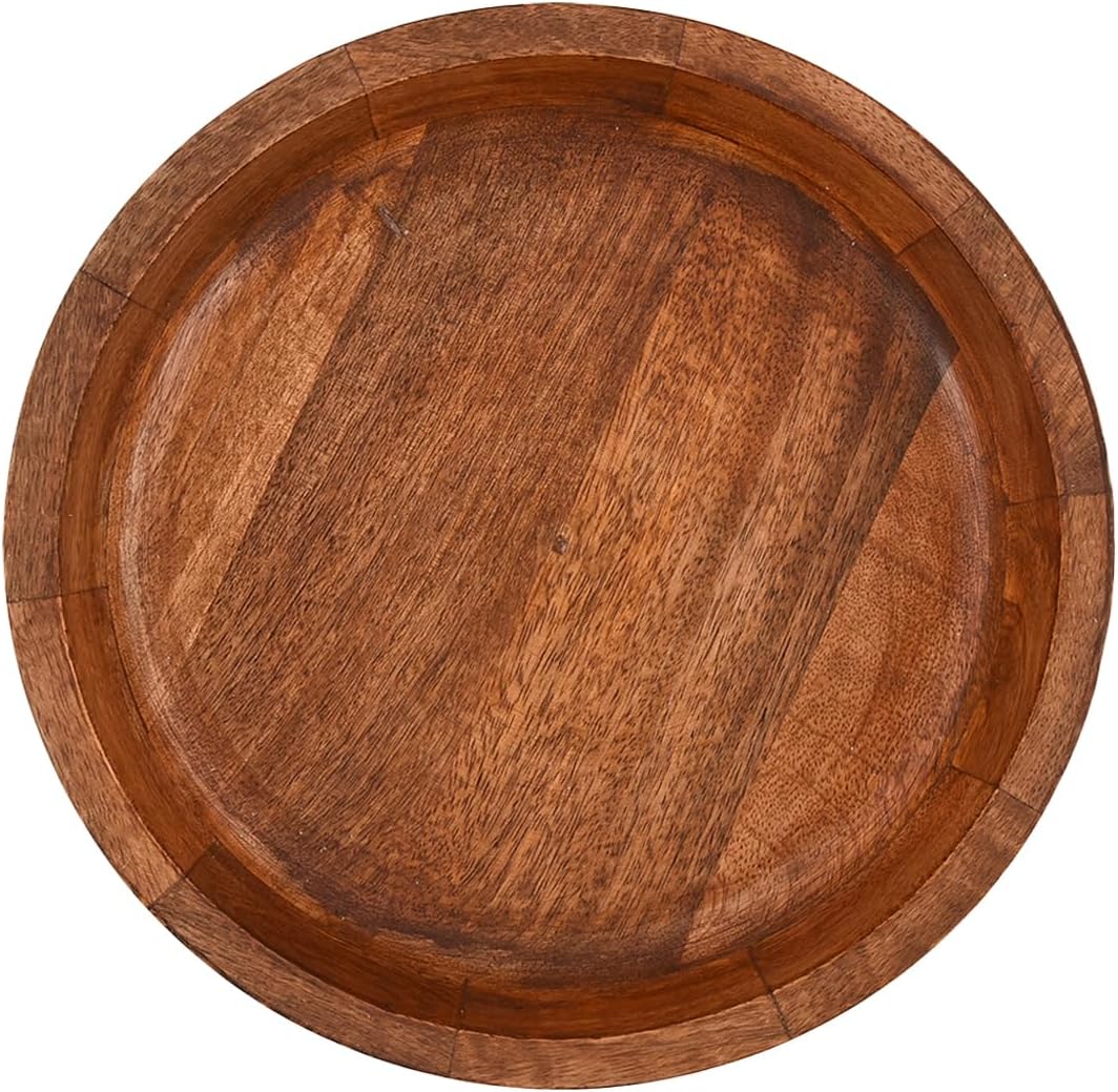 Samhita Mango Wood Round White Decorative Bowls for Rustic Home Decor Table Centerpieces Home Party Wedding Décor (10" x 10" x 2.5")