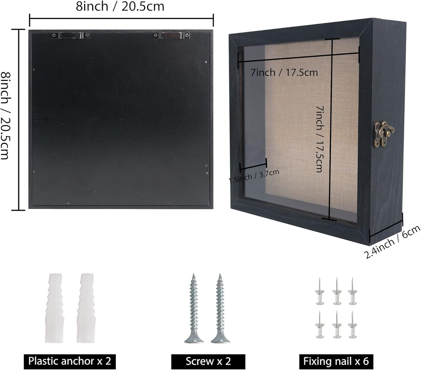 GraduationMall 13x16 Wood Shadow Box Frame Glass Door Display Case with Linen Back and 6 Stick Pins,1.5 inches Interior Depth,Ideal for Memorabilia Pictures Flowers Medals Tickets Rustic White