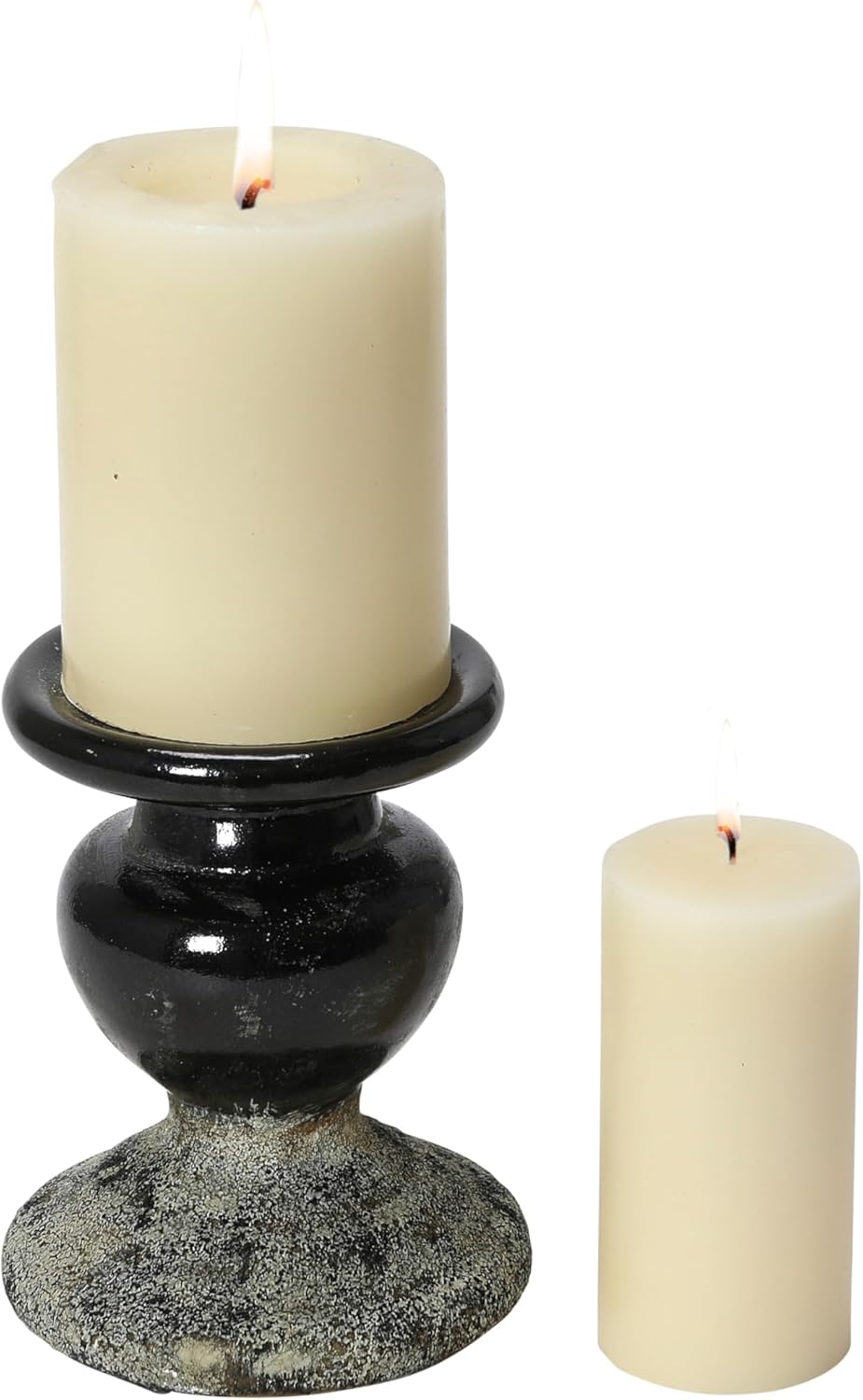 Creative Co-Op Small Distressed Blue Terracotta Pillar Candle Holder