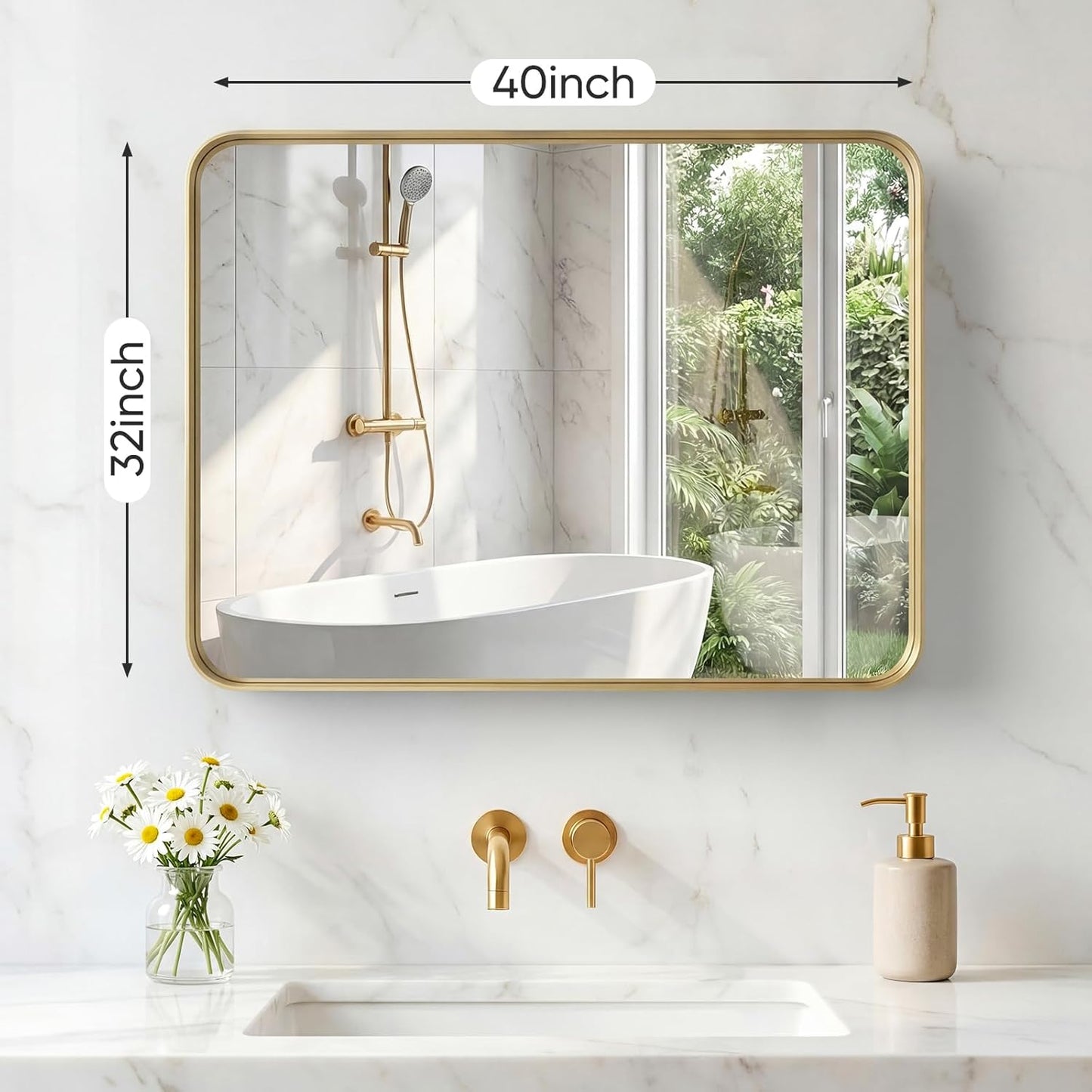 NEWBULIG Gold Round Wall Mirror 36 Inch, Bathroom Mirrors for Over Sink, Wall Decor for Bathroom, Entryway, Bedroom, Vanity