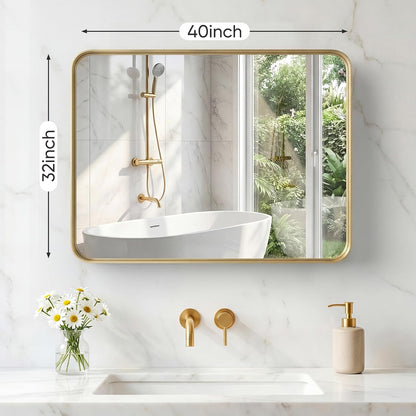 NEWBULIG Gold Round Wall Mirror 36 Inch, Bathroom Mirrors for Over Sink, Wall Decor for Bathroom, Entryway, Bedroom, Vanity
