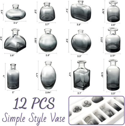 Bud Vases Set of 12, Clear Glass Bud Vase in Bulk, Small Vases for Centerpiece Mini Modern Flower Vase Transparent, Wedding Party Table Home Decor