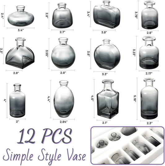 Bud Vases Set of 12, Clear Glass Bud Vase in Bulk, Small Vases for Centerpiece Mini Modern Flower Vase Transparent, Wedding Party Table Home Decor