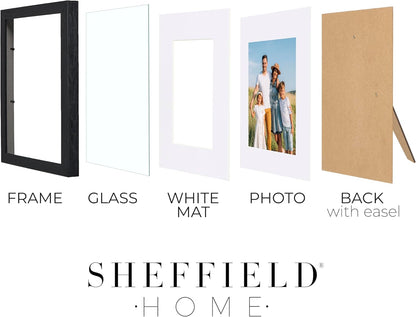 Sheffield Home 9 Piece Gallery Wall Frame Set, 11x14 in. matted to 8x10 in. (Matte Black)
