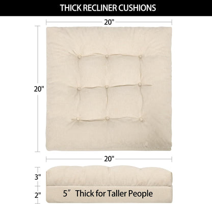 Recliner Cushions for Elderly, 20x20x5 Inch Thick Chair Cushion Patent Design Soft Tufted Dual Layer Booster Seat Cushions for Seniors Recliner Risers Taupe 1P