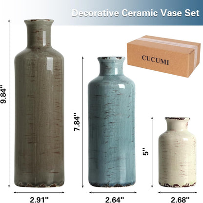 Modern Ceramic Vase Set of 5, Vases Home Decor Rustic Farmhouse Decorative Vase Pottery Vases for Bouquet Pampas Grass Dried Fresh Flowers, Table Living Room Kitchen Bedroom