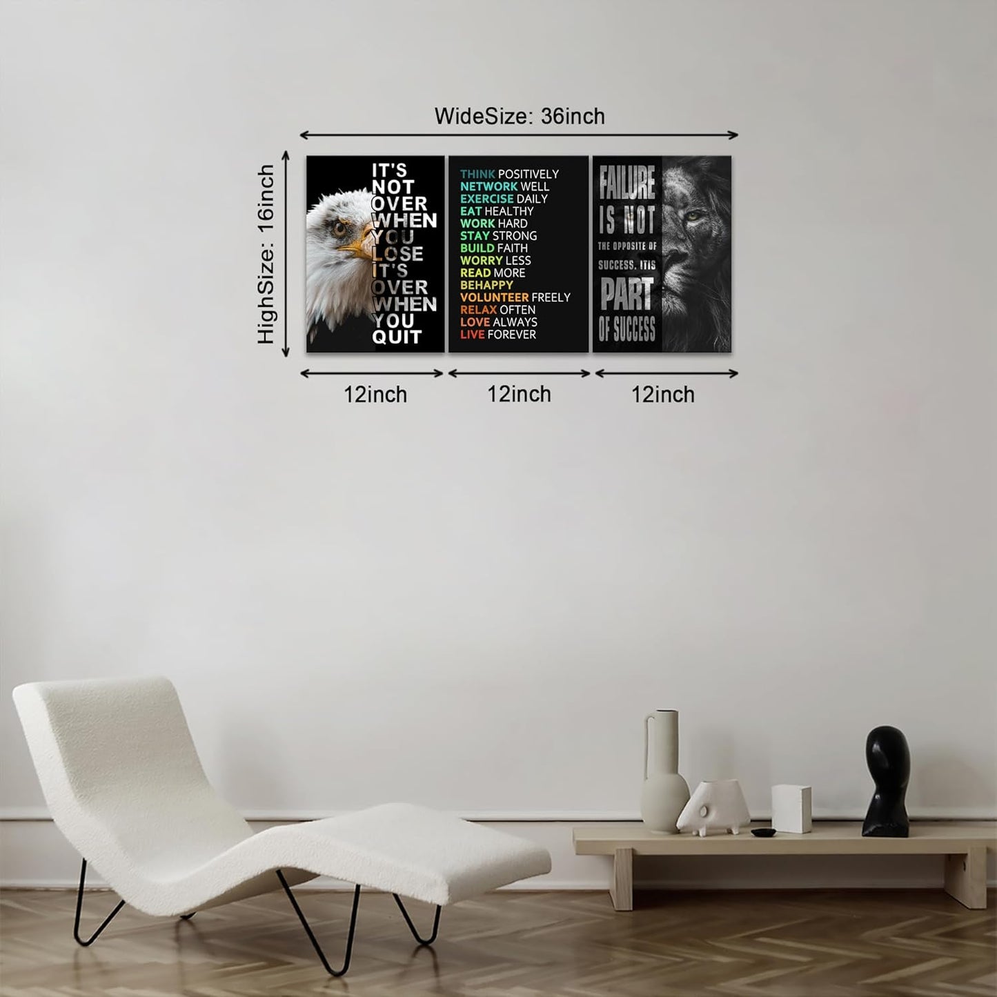 KAWAHONE Canvas Painting Wall Art, Grind Hustle Execution Motivational Wall Art Decoration Posters Prints for Living Room Bedroom, Office Decor, Gallery-Wrapped Canvas Art Set Framed Ready to Hang