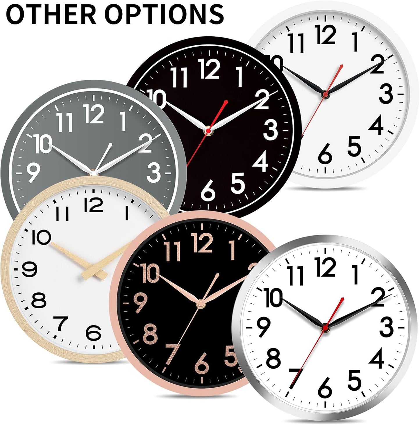AKCISOT Wall Clock, Modern Small Wall Clocks Battery Operated 8 Inch, Silent Non-Ticking Analog Classic for Office, Home, Bathroom, Kitchen, Bedroom, School(Black)