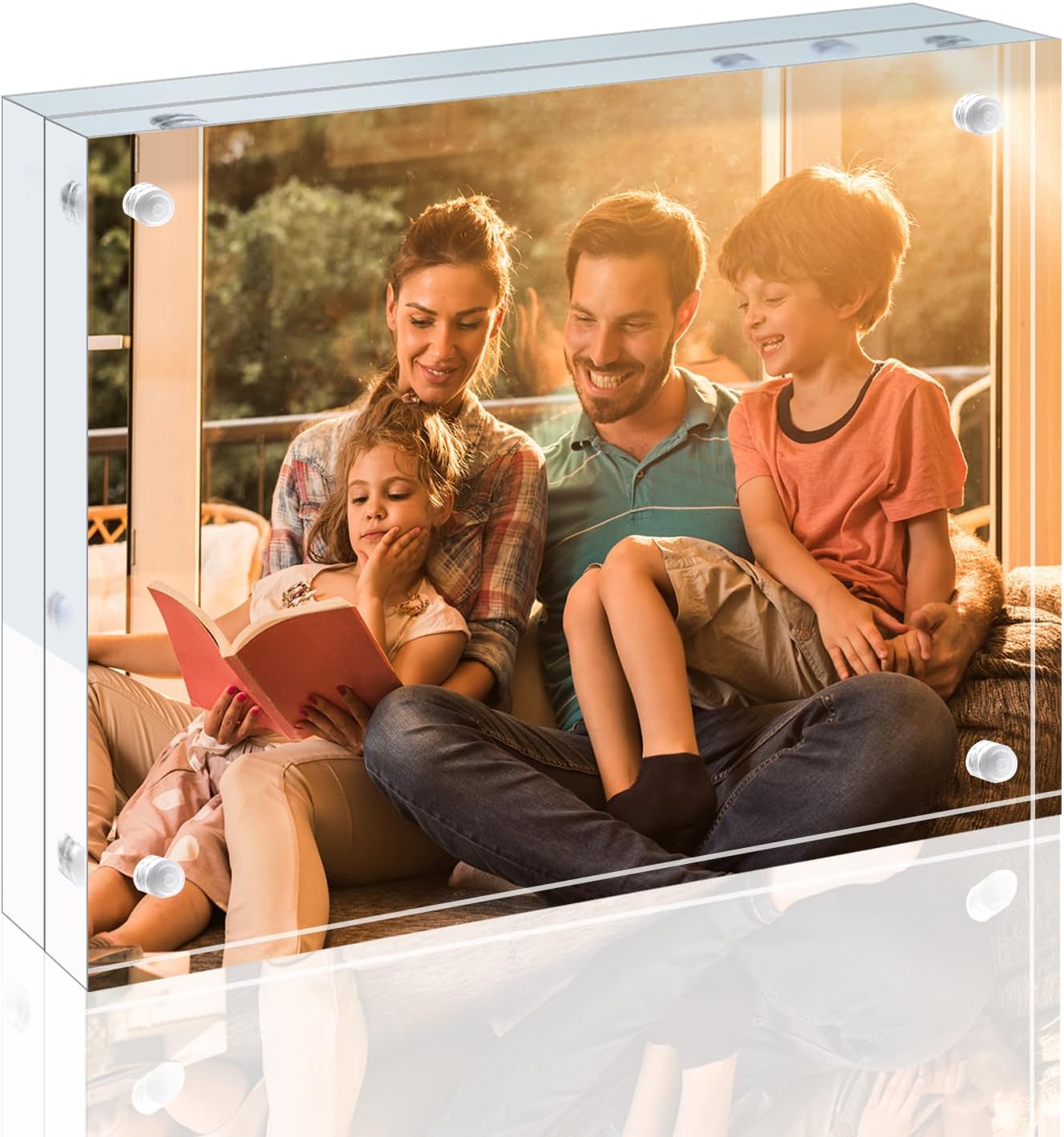 Egofine 4x6 Acrylic Frames 6 Pack, 20mm Thicker Frameless Clear Picture Frames, Double Sided Magnetic Picture Frames, Free Standing Desktop Display