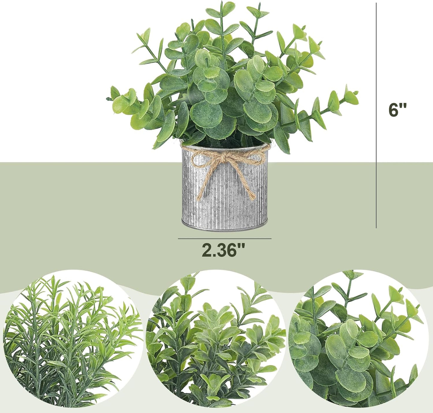 Mkono 3 Pack Small Fake Plants in Black Galvanized Metal Pots Artificial Eucalyptus Plants for Christmas Decorations Shelf Desk Home Farmhouse Room Coffee Table Bathroom Decor