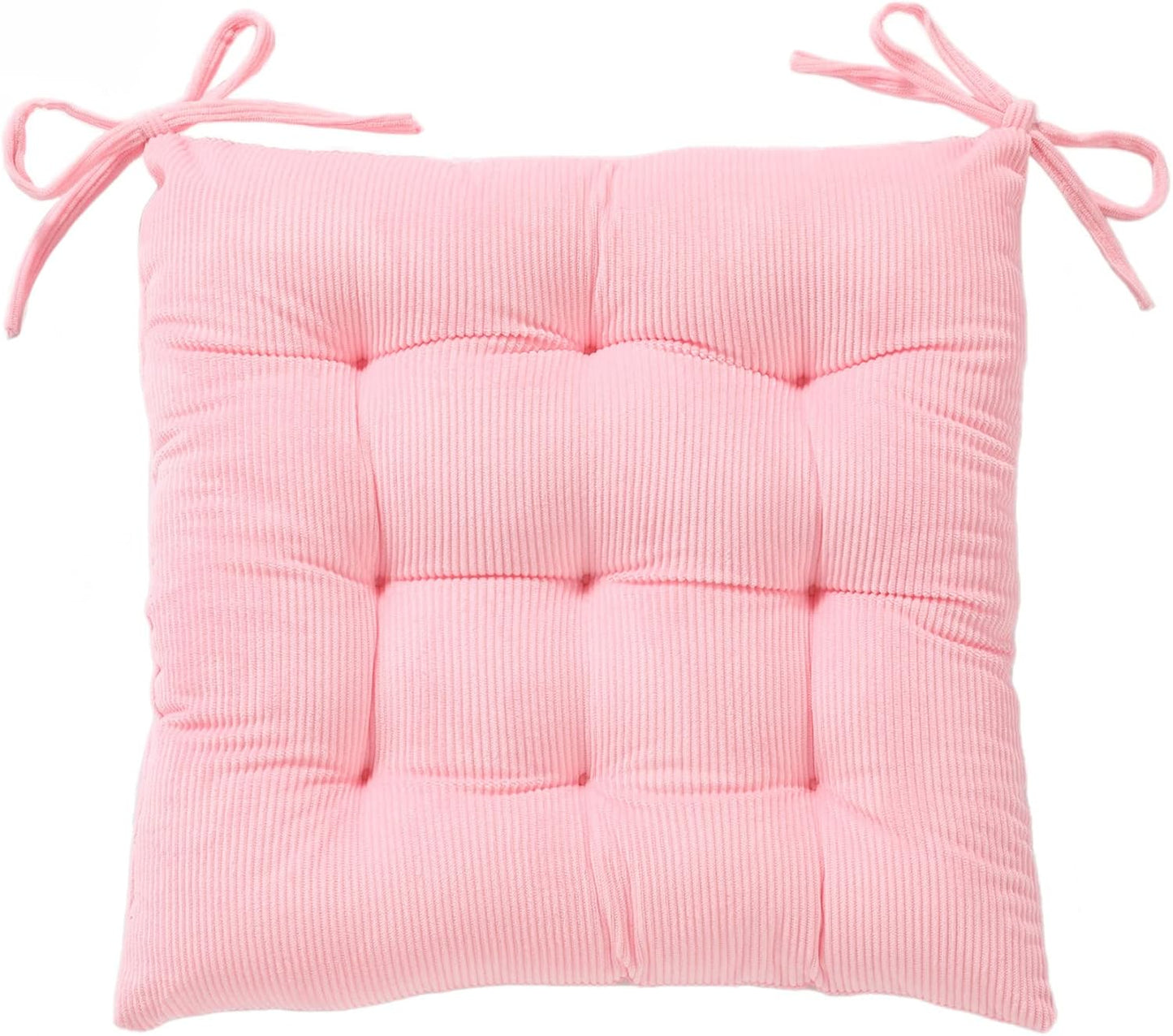 HLOVME Corduroy Chair Cushion with Ties Ultra Soft Warm Floor Cushion for Kids Reading Nook Comfortable Square Seat Cushion for Adult 15.7”x15.7”, White