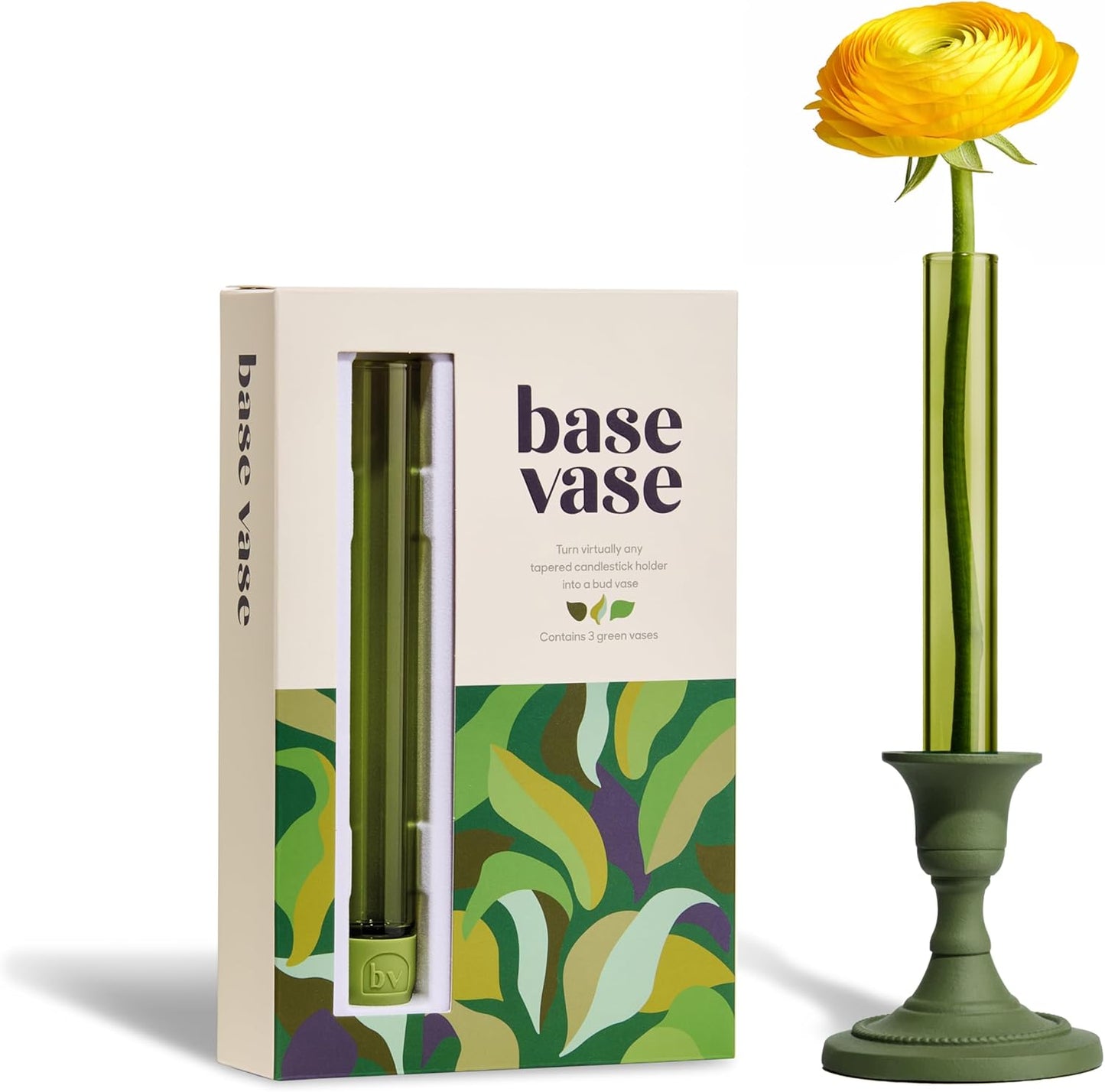 Base Vase (3-Pack) - The Bud Vase that Fits in Taper Candle Holders | Create Floral Arrangements for Tablescapes, Centerpieces, Weddings and Home Decor