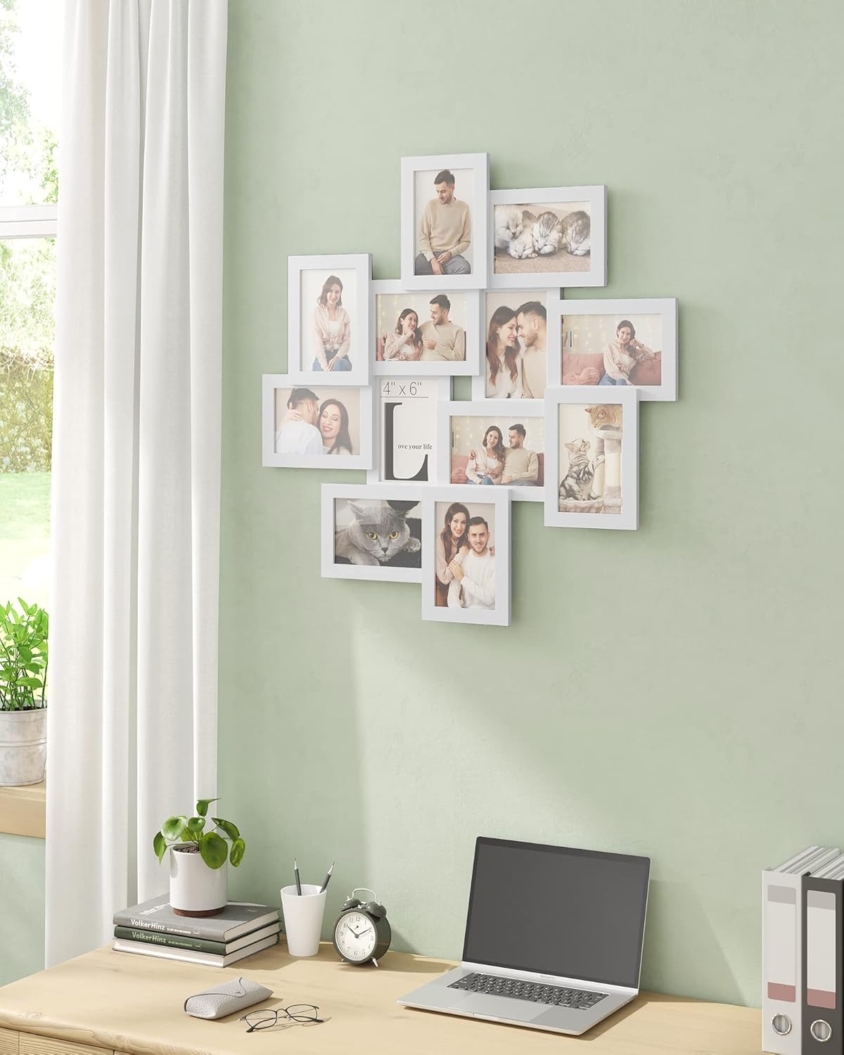 SONGMICS 4x6 Picture Frames Collage Wall Decor, 12-Pack Photo Collage Frame, Multi Picture Frame Set with Glass Front, Assembly Required, Rustic Brown URPF022X01