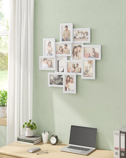 SONGMICS 4x6 Picture Frames Collage Wall Decor, 12-Pack Photo Collage Frame, Multi Picture Frame Set with Glass Front, Assembly Required, Rustic Brown URPF022X01