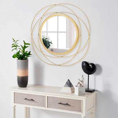 Gold Sunburst Mirrors for Wall Decorative Metal Round Art Mirrors Large Wall Decor Hanging Mirror for Bathroom Bedroom Living Room Vanity Entryway 16"