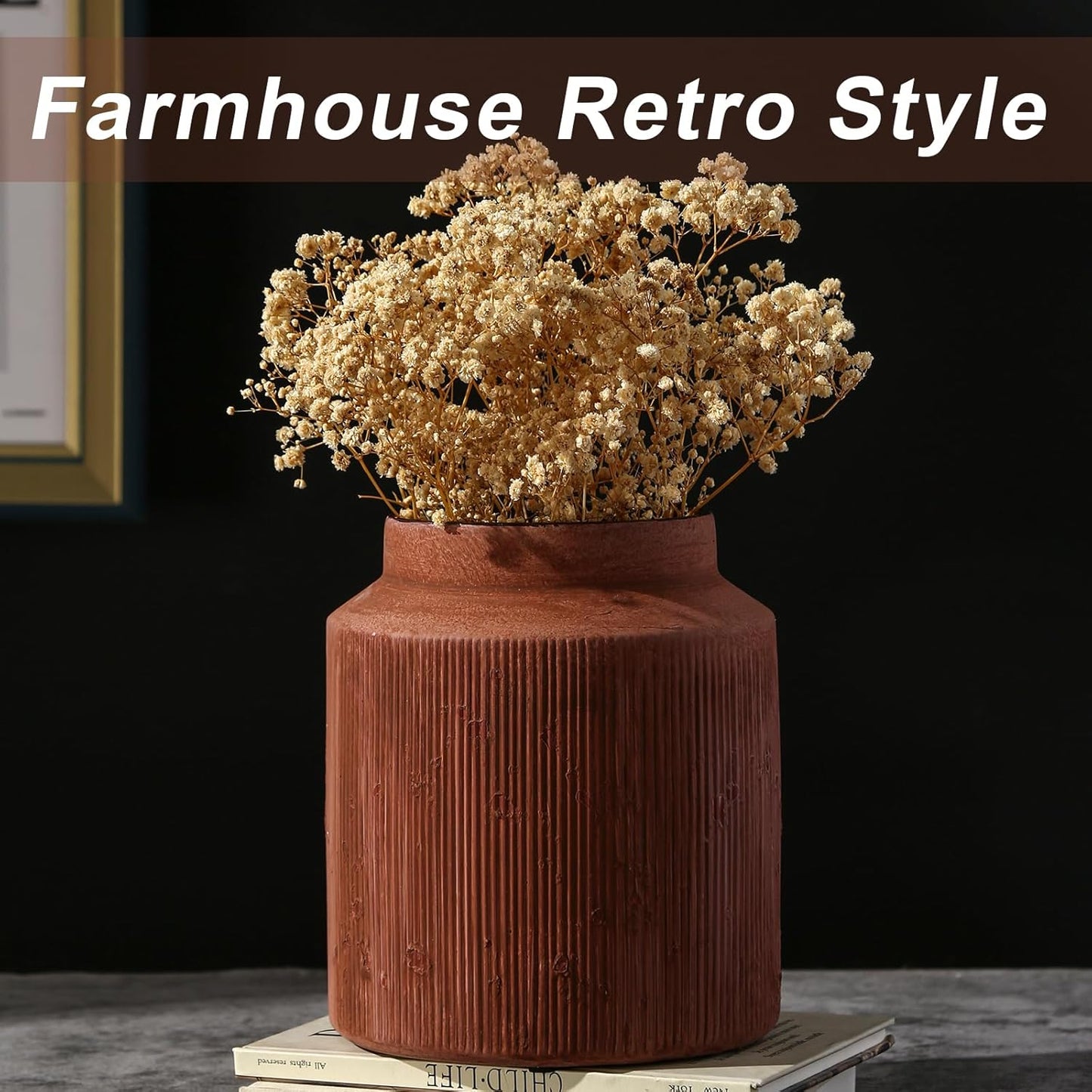 Rustic Vases for Home Decor. Ceramic Vase for Dining Table Decor. Terracotta Decorative Vase 6.1IN. ZSHLXM