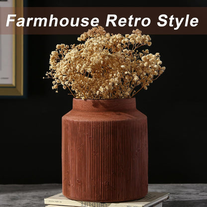 Rustic Vases for Home Decor. Ceramic Vase for Dining Table Decor. Terracotta Decorative Vase 6.1IN. ZSHLXM