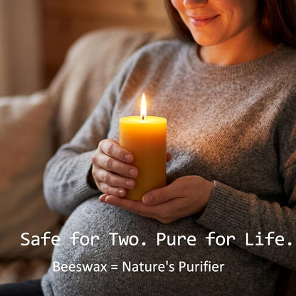 Natural Beeswax Candles 4 Packs, Beeswax Pillar Candles with 140 Hours Burn Time, Organic Emergency Candle Long Burning for Home Room, Smokeless & Dripless, 2x4 inch