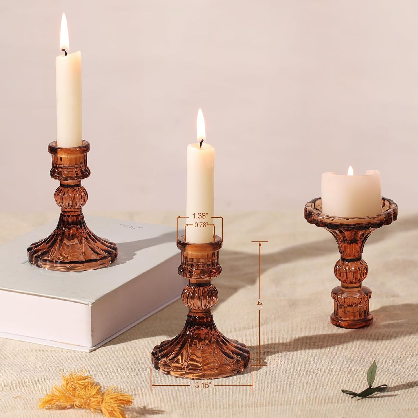 DARJEN Candlestick Holders Set,12Pcs 4" H Taper Candle Holders Bulk, Clear Glass Candle Holders for Wedding, Spring Party, Romantic Dinner, Festival & Windowsill Decor