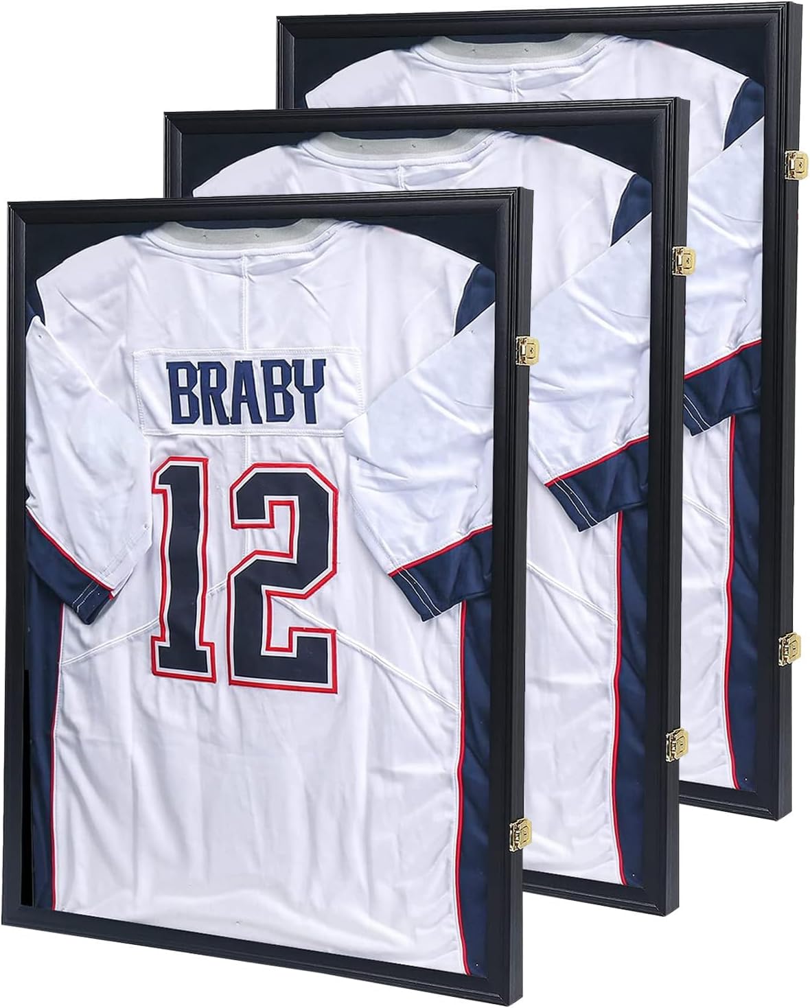 KCRasan Jersey Display Frame Case - Large Lockable Frames Shadow Box with UV Protection for Baseball Basketball Football Soccer Hockey Sport Shirt Matte Black Finish