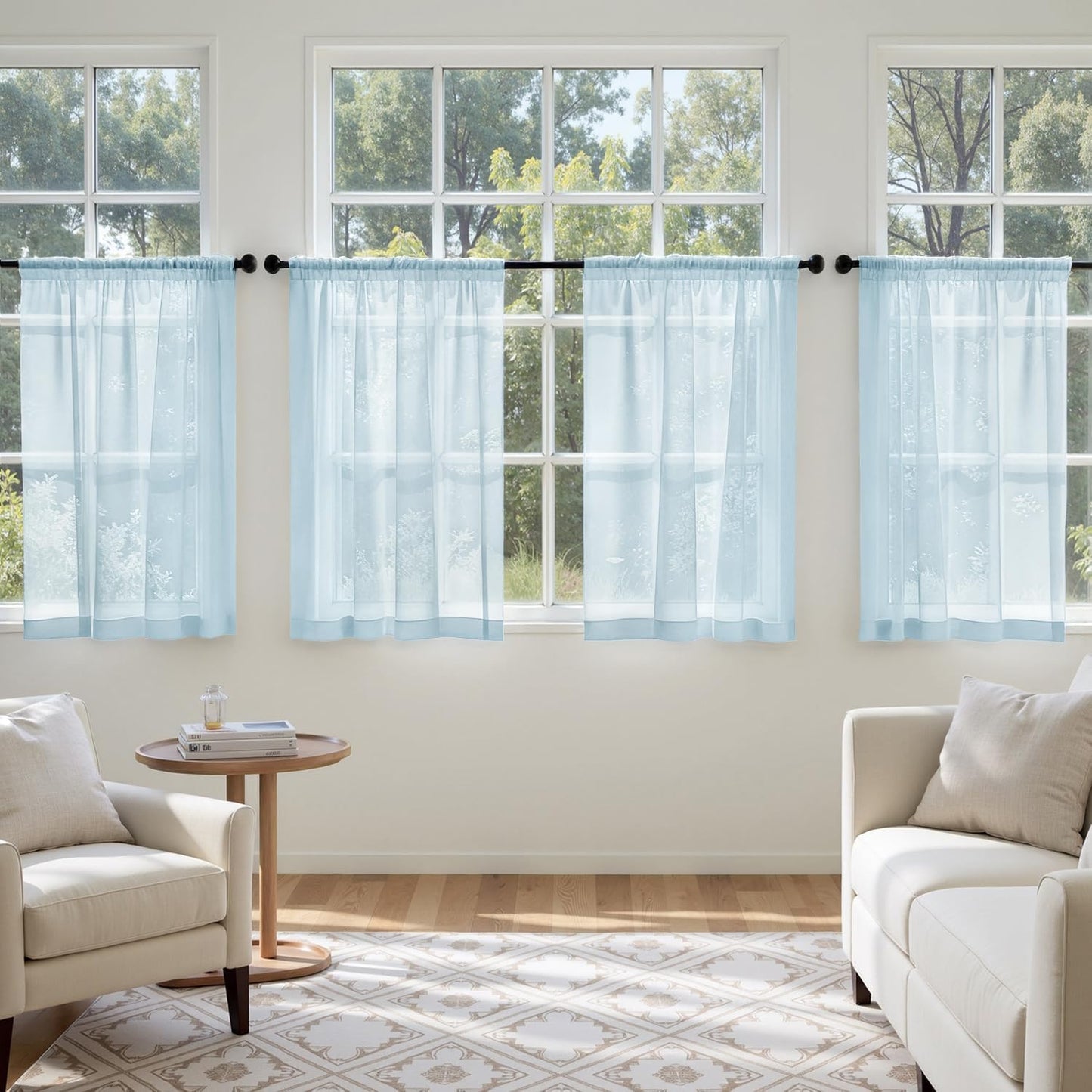 MIULEE White Sheer Curtains 84 Inches Long, 4 Panels Set, Light Filtering Rod Pocket Voile Drapes for Living Room and Bedroom, Airy Soft Fabric Window Treatments, 42 x 84 Inches