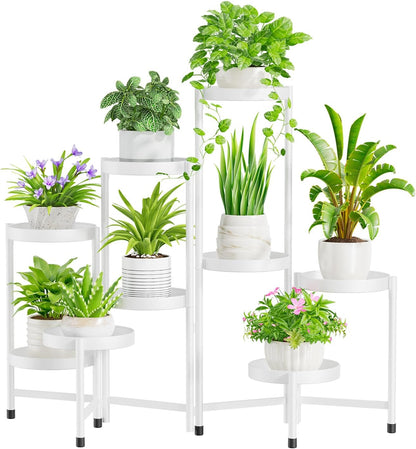 iDavosic.ly Plant Stand Indoor Outdoor, 5 Tier Corner Metal Flower Display Holder Shelf, Folding Tall Orchid Rack for Patio Balcony Porch Garden Living Room House, Black