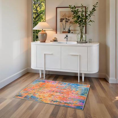 Ompaa 2x6 Rug Runners for Hallways Kitchen Runner Rug Non Slip Washable Grey Long Runner Rugs with Rubber Backing Soft Abstract Carpet Runner for Hallways, Kitchen, Bedroom, Bathroom, Entryway - Colors B