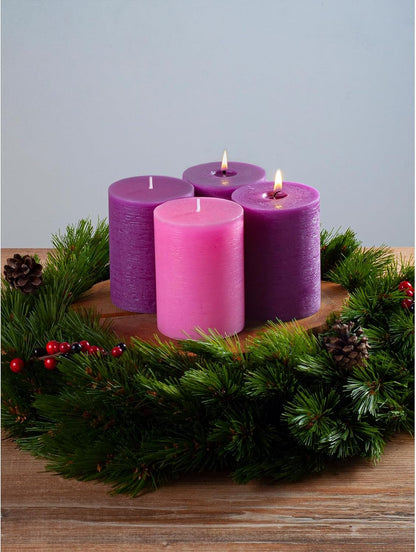 CANDWAX 3x4 inch Pillar Candles Set of 3 – Unscented Dripless Rustic Dark Blue Candles for Room Decor, Weddings, Centerpieces