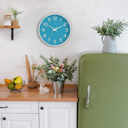 Roymnie Wall Clock Green, Silent Wall Clocks Battery Operated 8 Inch-Modern Non Ticking Analog Clock Decorative for Kitchen Office Bathroom Bedroom(Gold)