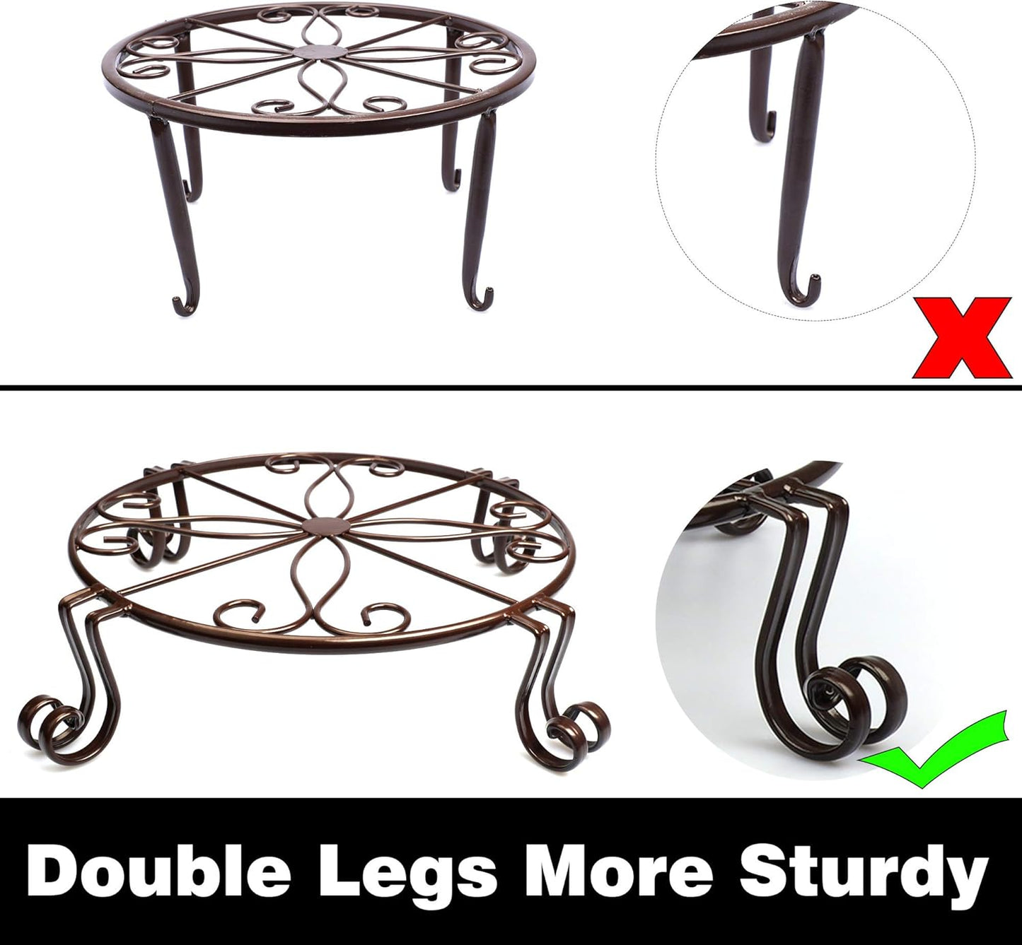 12"x3.1" Black Plant Stand for Flower Pot Heavy Duty Potted Holder Indoor Outdoor Metal Rustproof Iron Garden Container Round Supports Rack for Planter Bronze,Pumpkin Stand Outdoor