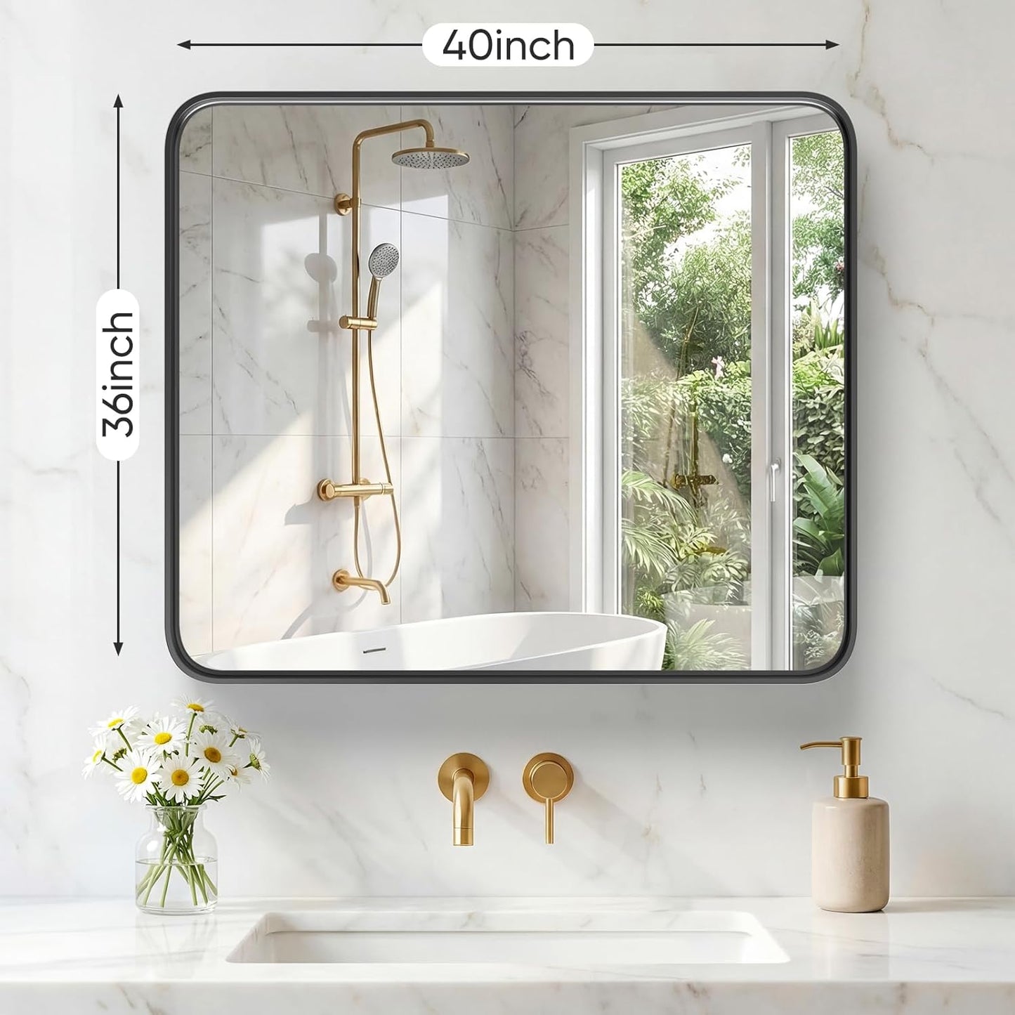 NEWBULIG Gold Round Wall Mirror 36 Inch, Bathroom Mirrors for Over Sink, Wall Decor for Bathroom, Entryway, Bedroom, Vanity