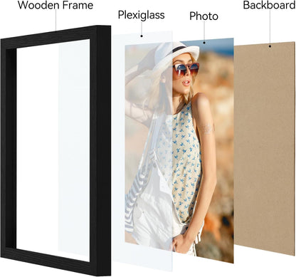 Vittanly 11x14 Picture Frame, Display Pictures 8x10 with Mat or 11x14 without Mat, Photo Frame for Wall Mounting, Black, 1 Pack - Colors A
