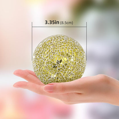 3Pcs Mosaic Glass Orbs Decorative Balls Set 8.5cm/3.35inch Blue Sphere Wedding Party Home Decor Table Centerpiece