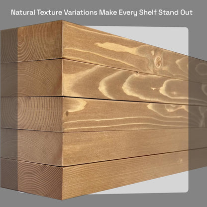 BAOBAB WORKSHOP Wood Floating Shelves for Wall Mounted, 16 inch Walnut Floating Shelf for Bathroom, Solid Wooden Wall Shelves for Kitchen Bedroom Farmhouse, Walnut Finish, 16 x 6.7, Set of 2